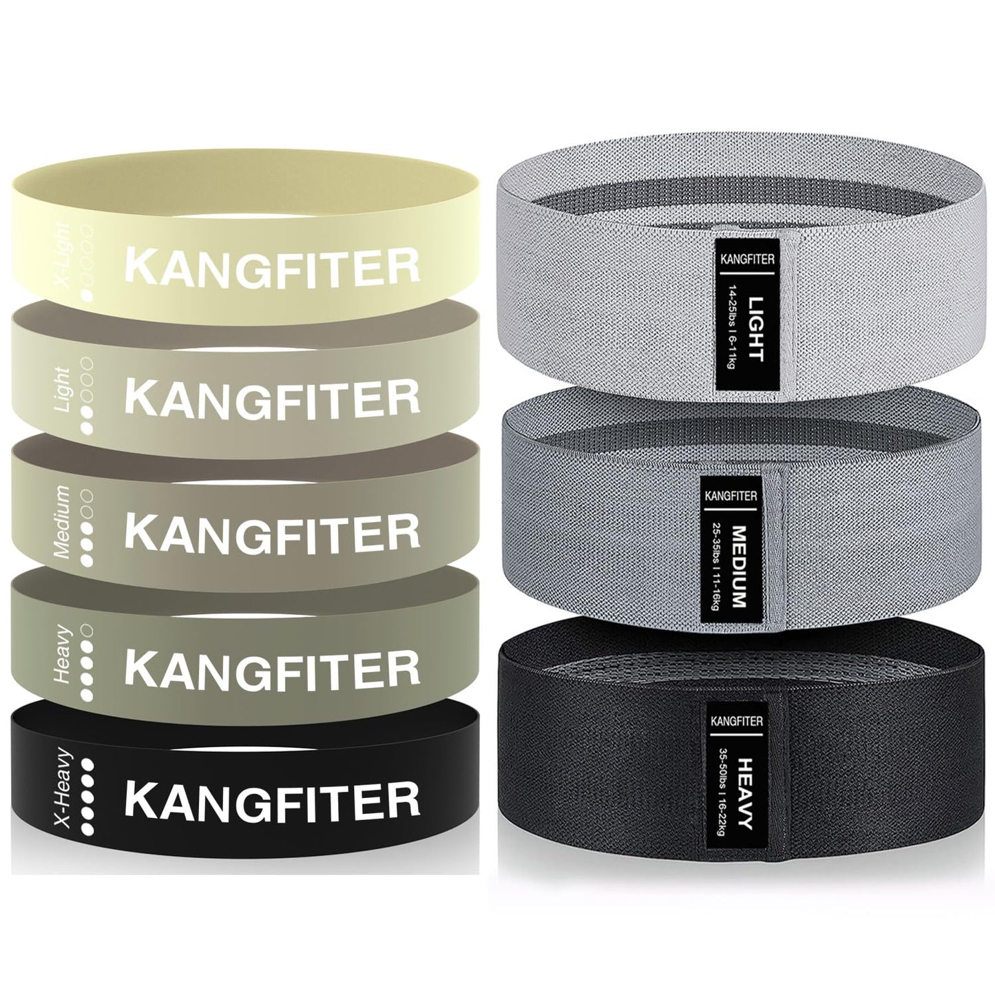 KANGFITER Non-Slip Fabric Resistance Bands for Working Out, Loop Exercise Bands for Booty Leg, Butt, Glute, Stretch Workout Bands for Women & Men, Hip Elastic Bands for Home Gym Fitness, Yoga, Pilates