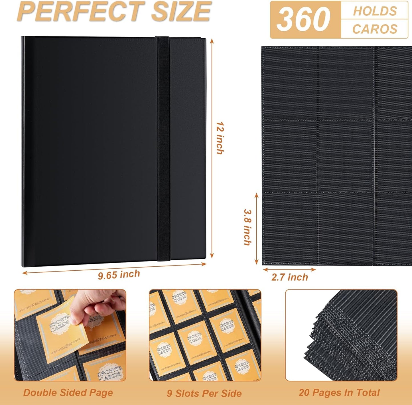 Skiennix Card Binder - 9 Pocket Storage Album for Yu-Gi-Oh, MTG & TCG Cards | Durable Black Design
