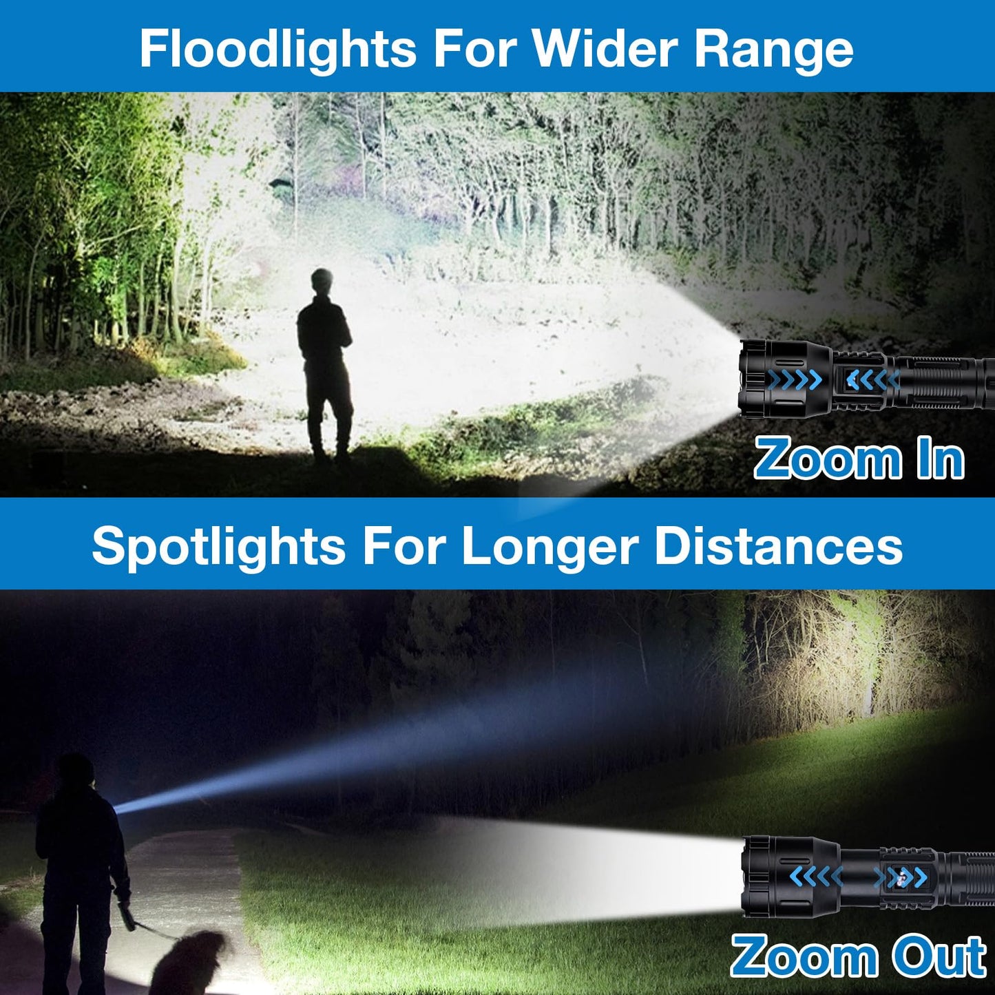 Ewenele Flashlight High Lumens Rechargeable, 1,500,000L Handheld Zoomable LED Flashlights High Powered, Super Bright Flash Lights with 3 Modes, USB C, Outdoor Flash Light for Emergency