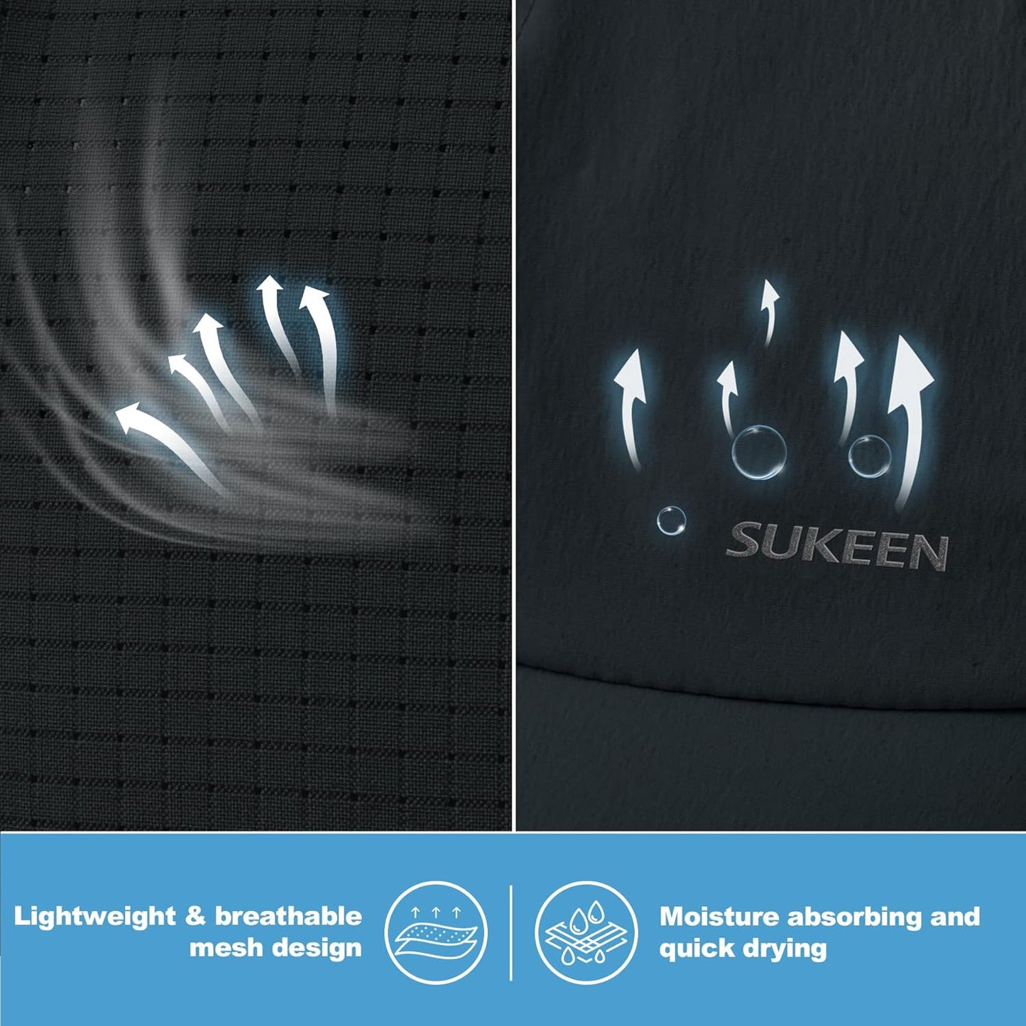 Sukeen Kids Baseball Caps - Lightweight UPF50+ Sun Hat | Quick-Dry Performance for Outdoor Fun