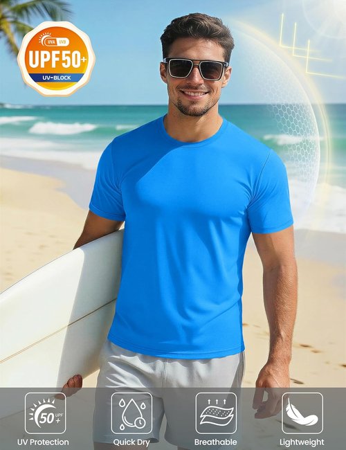 MAGCOMSEN Men's UPF 50+ Quick-Dry Athletic T-Shirt | Performance Running & Swim Tee