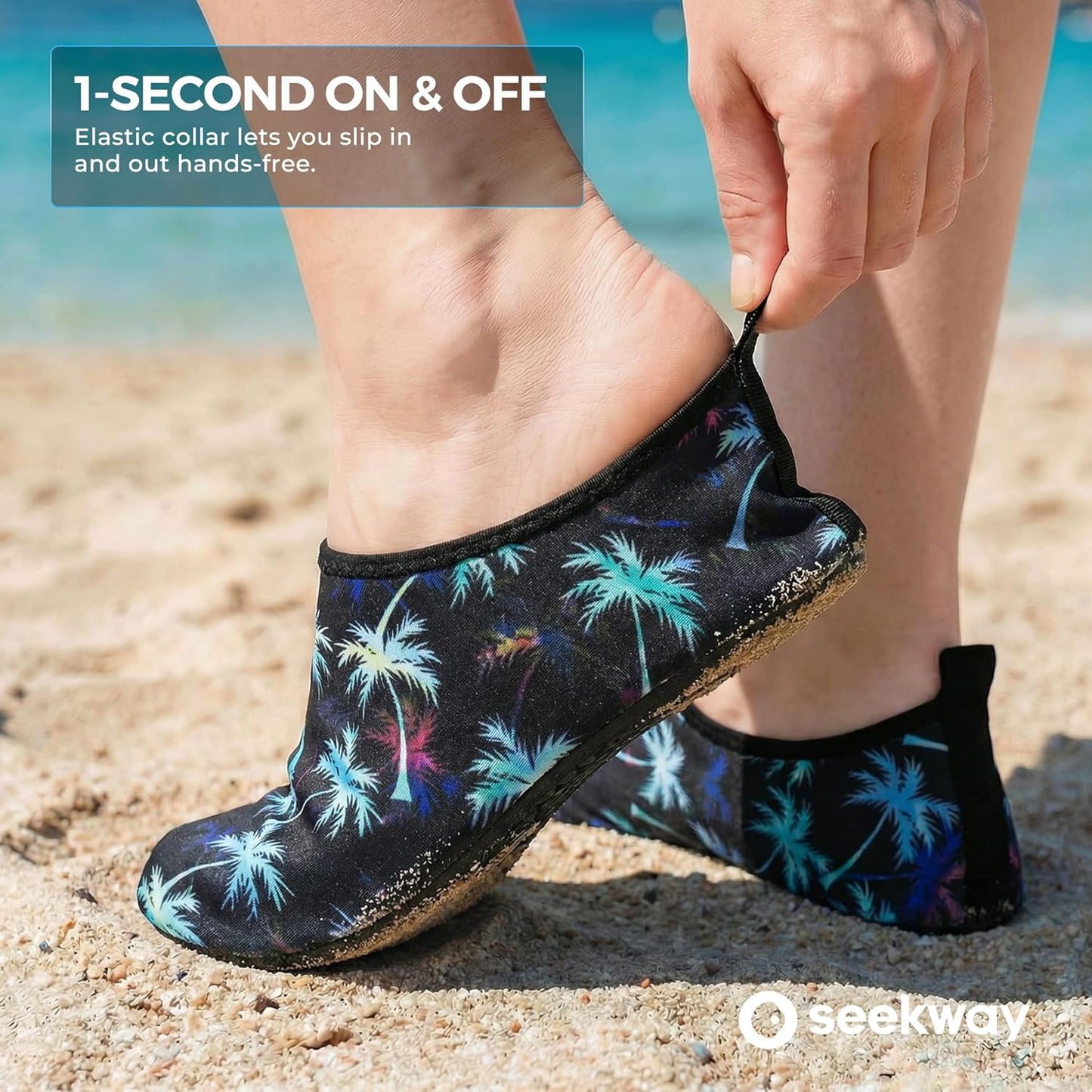 SEEKWAY Water Shoes - Quick-Dry Aqua Socks for Men & Women | Non-Slip Barefoot Design - Black SK002(U)