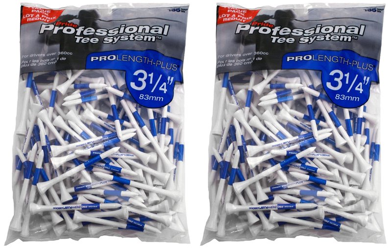 Pride Professional Tee System ProLength-Plus 3 ¼" Golf Tees, 135 Ct (Pack of 2)