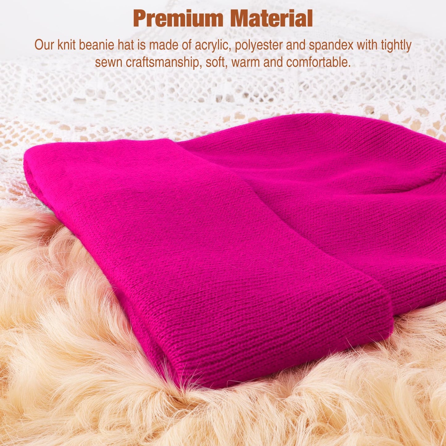 AQOKKA Womens Satin Lined Knit Beanies Hat Warm Silk Lined Winter Hat for Women Men Soft Slouchy Cuffed Unisex Skull Cap