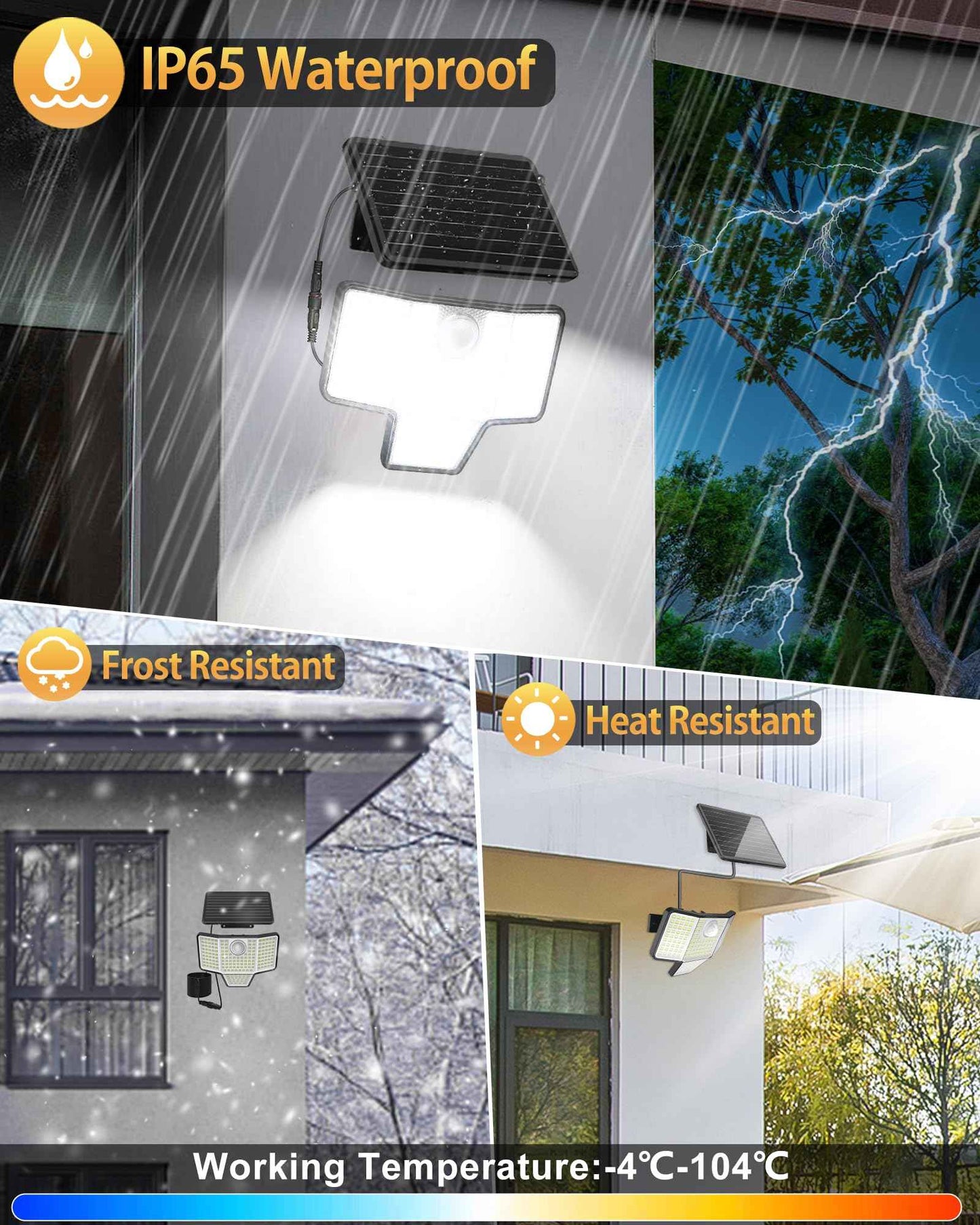 HAARAY Solar Motion Outdoor Light with 16.4ft Cable, 4-Sided Wide-Angle Illumination, 3-Stage Dimming, Remote Control, 3 Modes, Auto On/Off, IP65 Waterproof, Solar Powered Security Flood Light,1 Pack