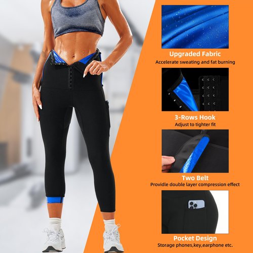 LMCOB Sauna Sweat Pants for Women High Waist Compression Sauna Leggings Workout Sauna Pants for Weight Loss(BH70063-01-XL)
