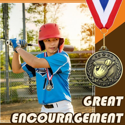 Huquary 12 Pcs Award Medals for Kids - Sports Bracelets & Red White Blue Ribbons | Perfect for Team Competitions