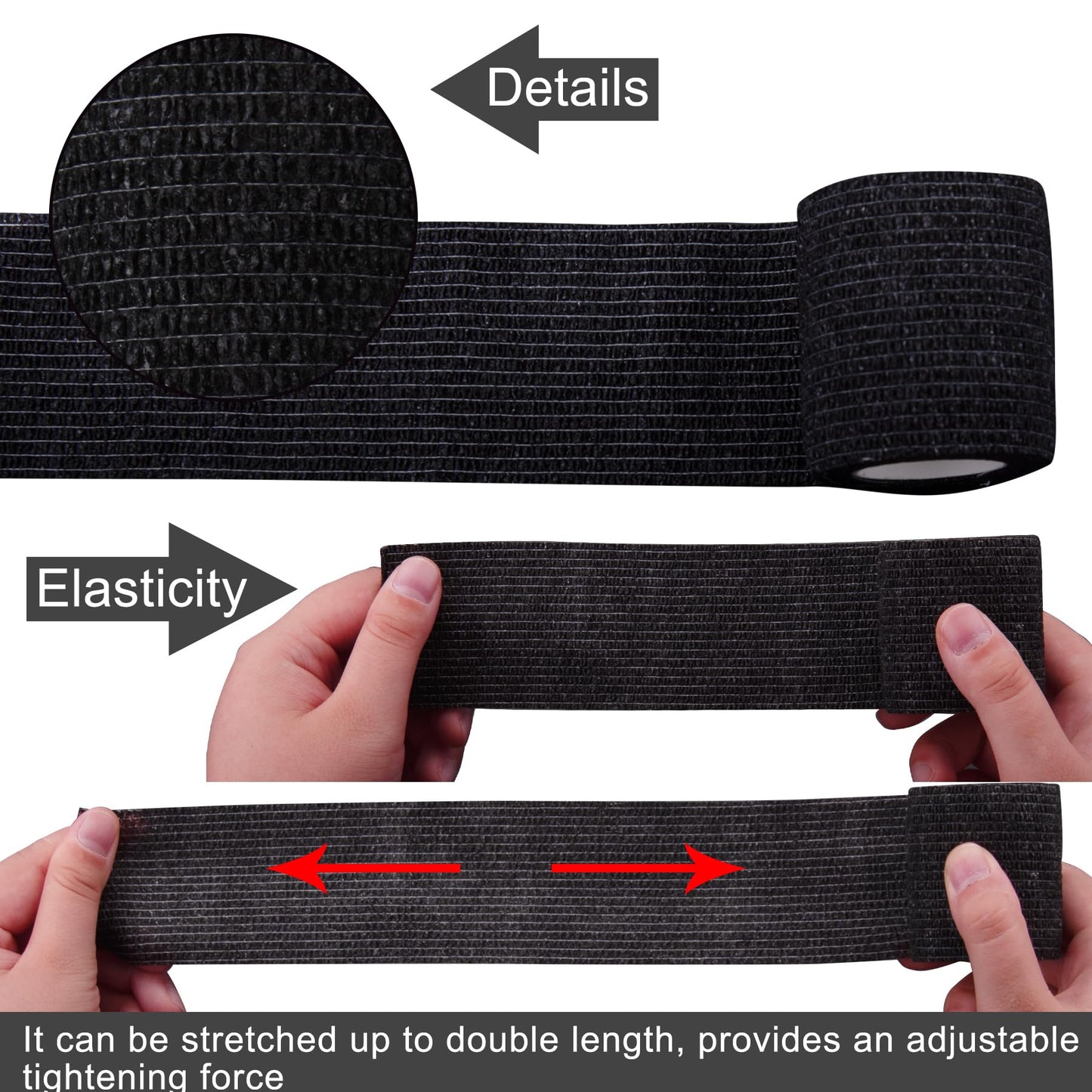 BQTQ 30 Rolls Self Adherent Wrap Stretch Bandages Self Adhesive Bandage Wrap 2 inch Self Stick Bandage Wrap Tape for Wrist Ankle Swelling Sprains (Black)
