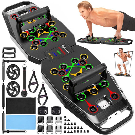 BBTOPS Push up Board, Pilates Bar & Ab Roller, 25-in-1 Foldable Push up Bar at Home Workout,Gym Exercise Professional Push ups bar Strength Training Equipment for Man and Women