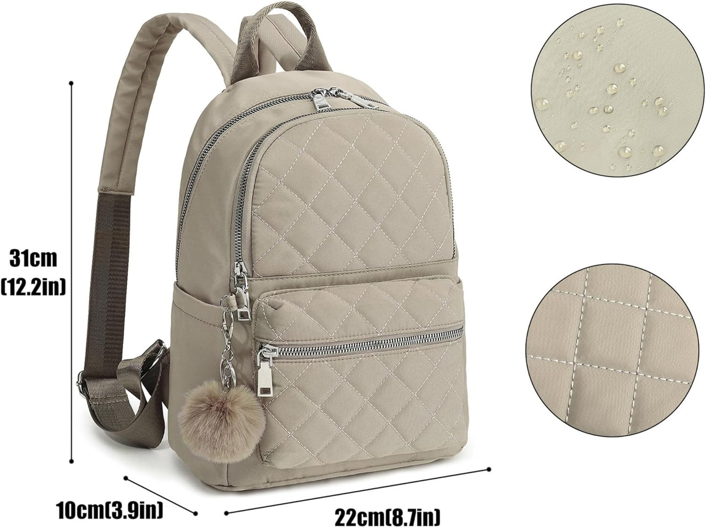 TANTOMI Mini Backpack Purse - Lightweight Travel Bag for Women | Stylish Small Backpack with Pom Pom