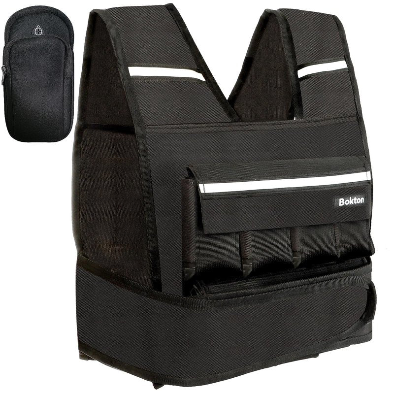 Weighted Vest for Men and Women, 2-18lb Vest with 16 Ironsand Weights for Home Workouts, Adjustable Body Weight Vest Exercise Set for Strength Training, running, walking, Cardio (Black, 2-18lbs)
