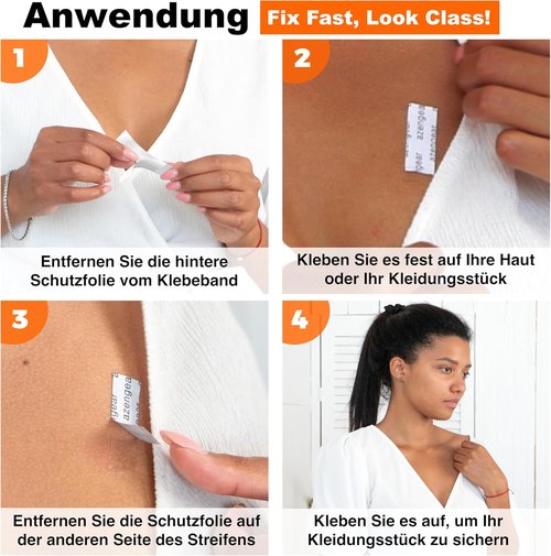 aZengear Double-Sided Body Tape - Strong Adhesion for Clothes, Hijab & Dress | 104 Strip Pack, Clear & Transparent