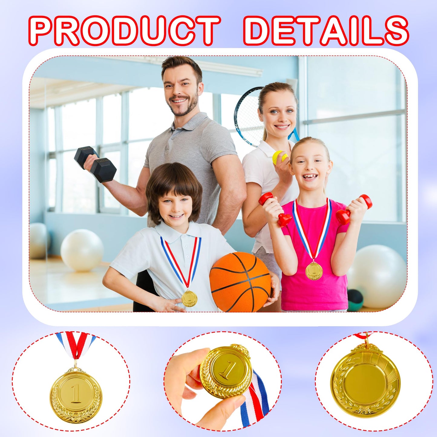 Hoarost 18 Pcs 2 Inch Gold Winner Award Medals 1st Place Award Medals with Neck Ribbons for Tournaments Competitions Prizes Sports Party Favors