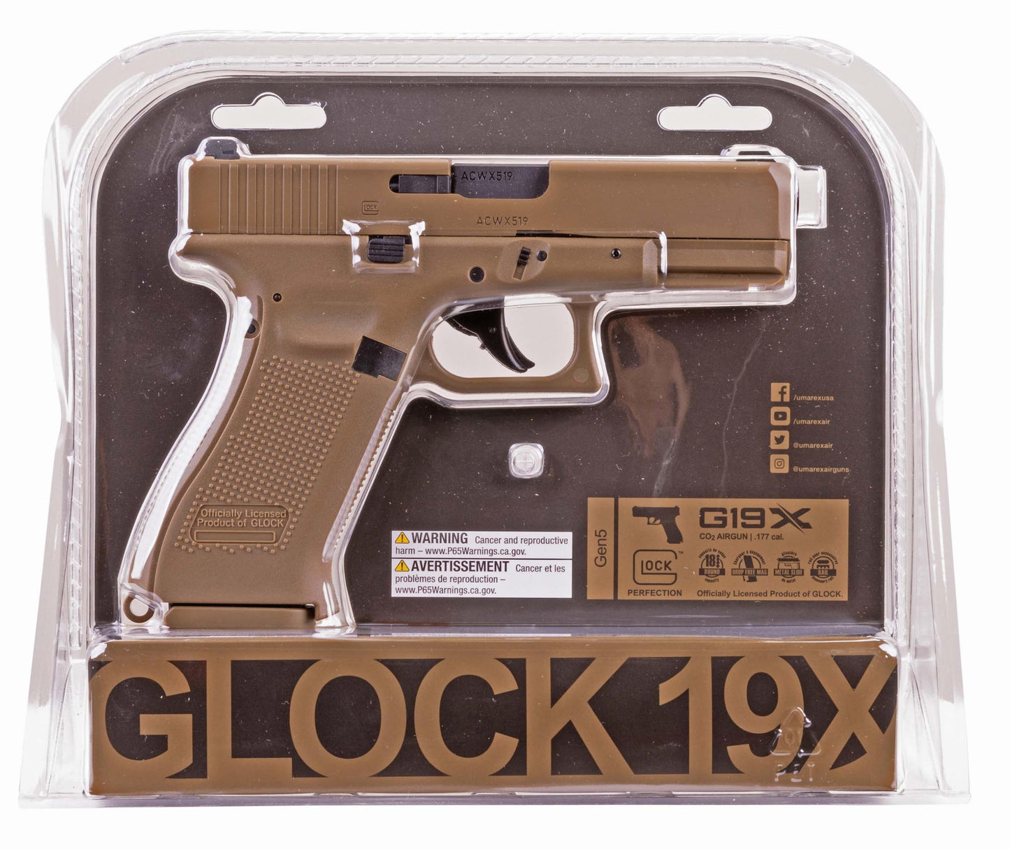 Glock 19X Gen5 .177 Caliber BB Gun Air Pistol, Glock 19X Gen5 Air Pistol