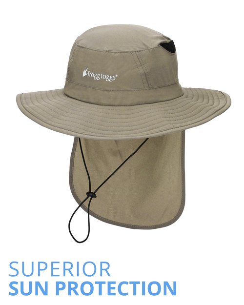 FROGG TOGGS Chilly Pro Performance Cooling Boonie Hat - Fishing Hat, Waterproof, Breathable, Sun Protection, Khaki