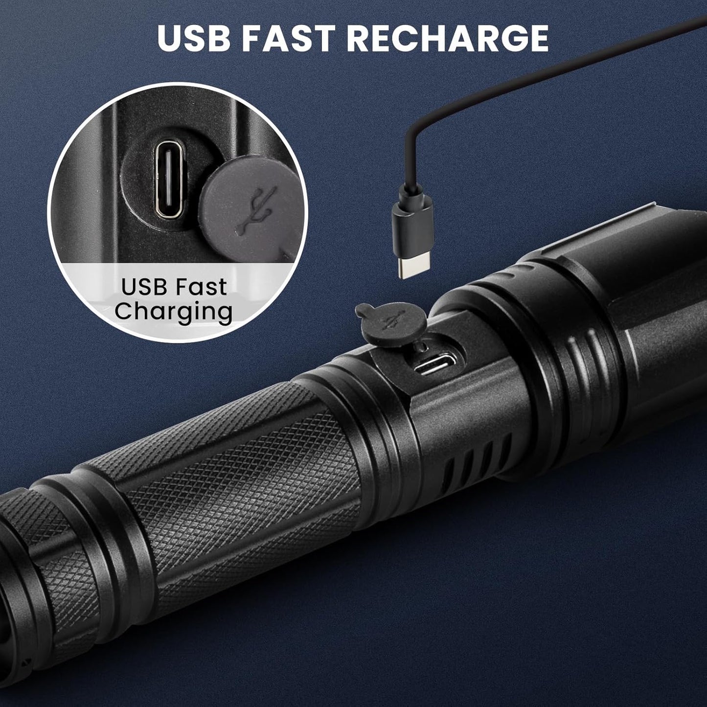 Super Bright Rechargeable LED Flashlights 90,000 Lumens - 2 Pack, 5 Modes for Camping, Hiking & Home Use