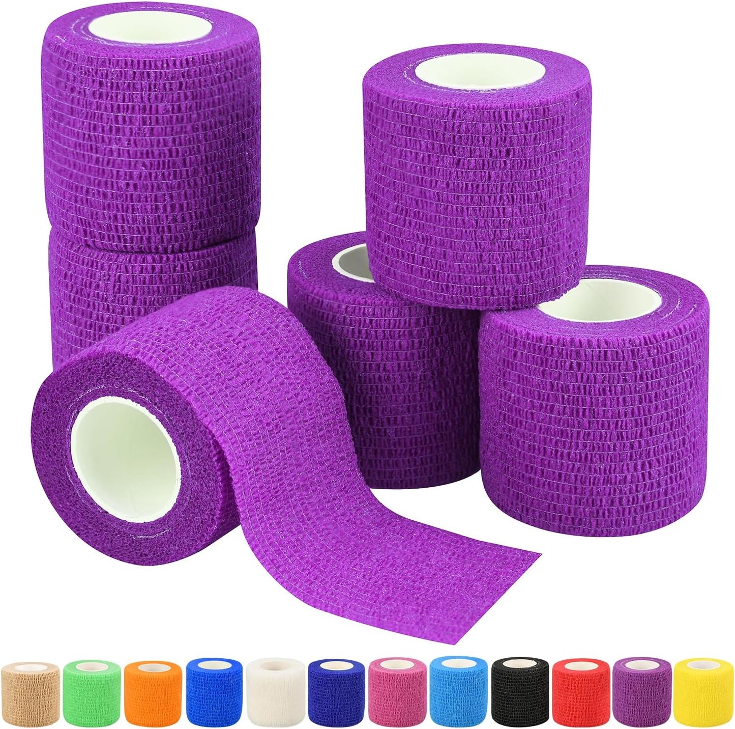 Skiennix Self-Adhesive Bandage Wraps - 6pcs, 5 Yards Each, 12 Color Options for Sports & Swelling