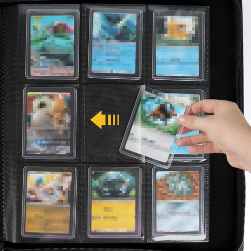 GERMUN Toploader Binder - Holds 324 Toploaders | 9 Pocket Double-Sided Storage for 3 x 4'' Cards - Diamond Black