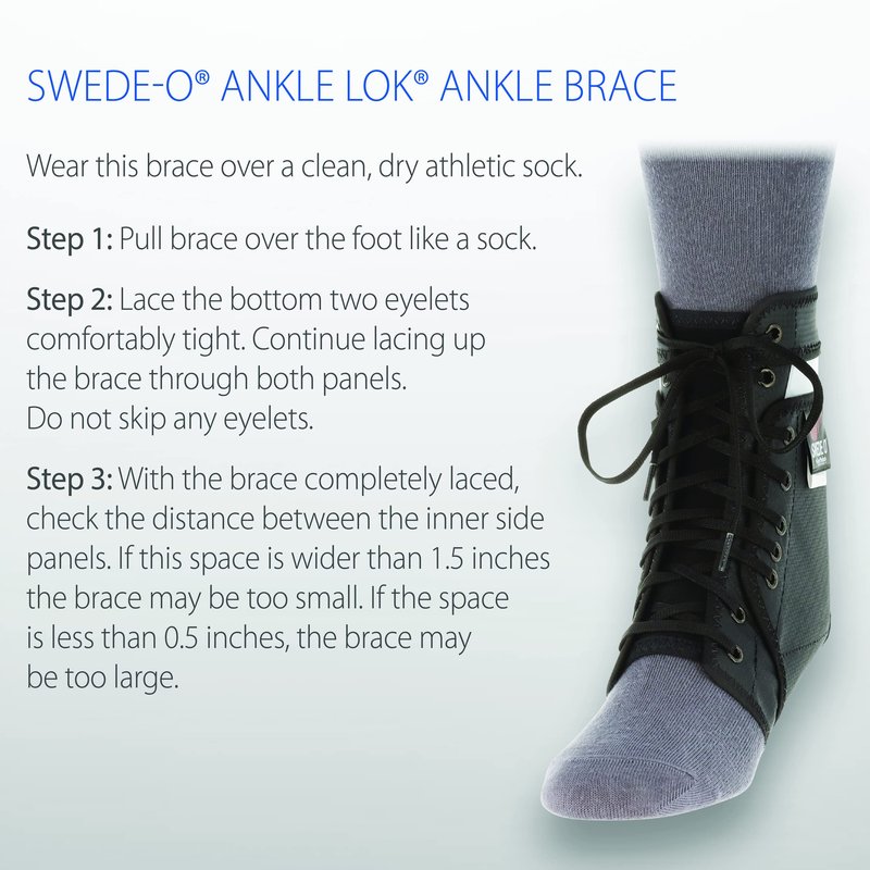 Swede-O Ankle Lok Ankle Brace, Black - Medium