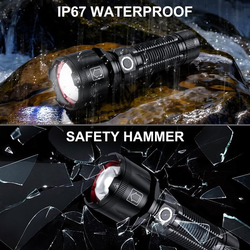 Grentay Flashlights High Lumens, 1800,000 Lumens Super Bright Rechargeable Flashlight with 5 Light Modes, Zoomable, IP67 Waterproof, Led Flashlight for Home Emergencies Camping