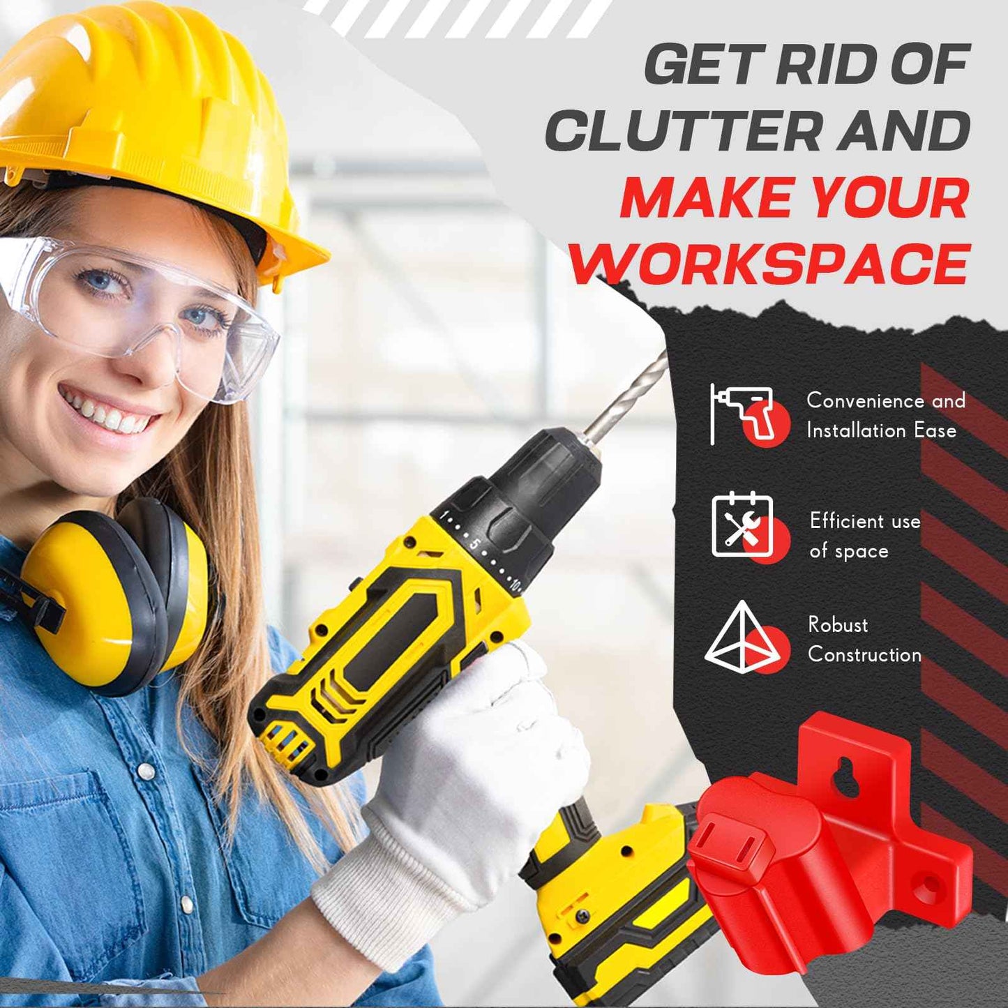 Threlaco 8 Packs Tool Holder Mount Drill Tool Hanger Compatible with Milwaukee M12 12V Wall Mount Drill Organizer Utility Storage Rack