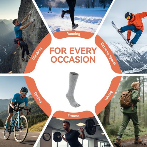 Magifuls Merino Wool Toe Socks For Men And Women Hiking Crew Socks Moisture Wicking Five Toe Design,2 Pairs