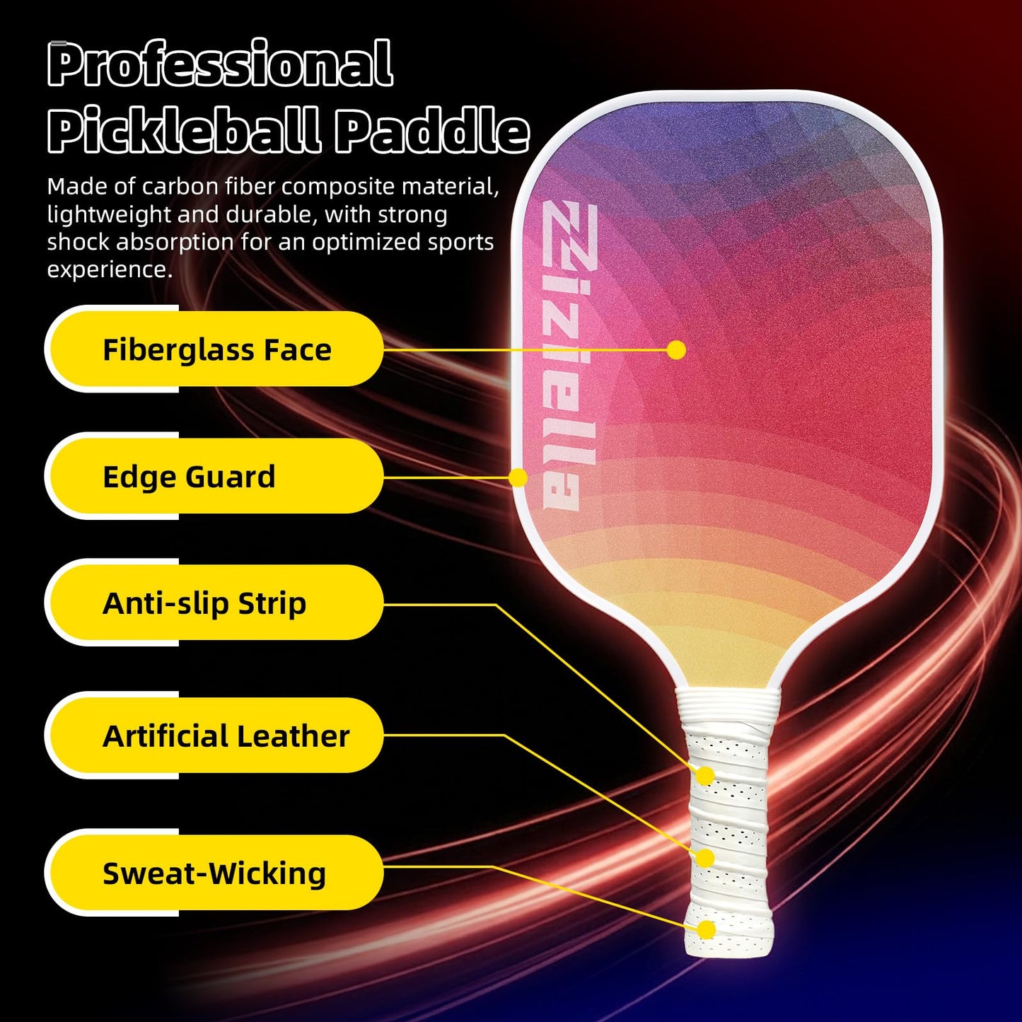 Ziziella Indoor Paddle Game with Net, Portable Pickleball Set with Net for Family or Solo Fun, All in One Outdoor Sports - Badminton, Pingpong, Tennis for Lawn, Backyard, Camping, Beach
