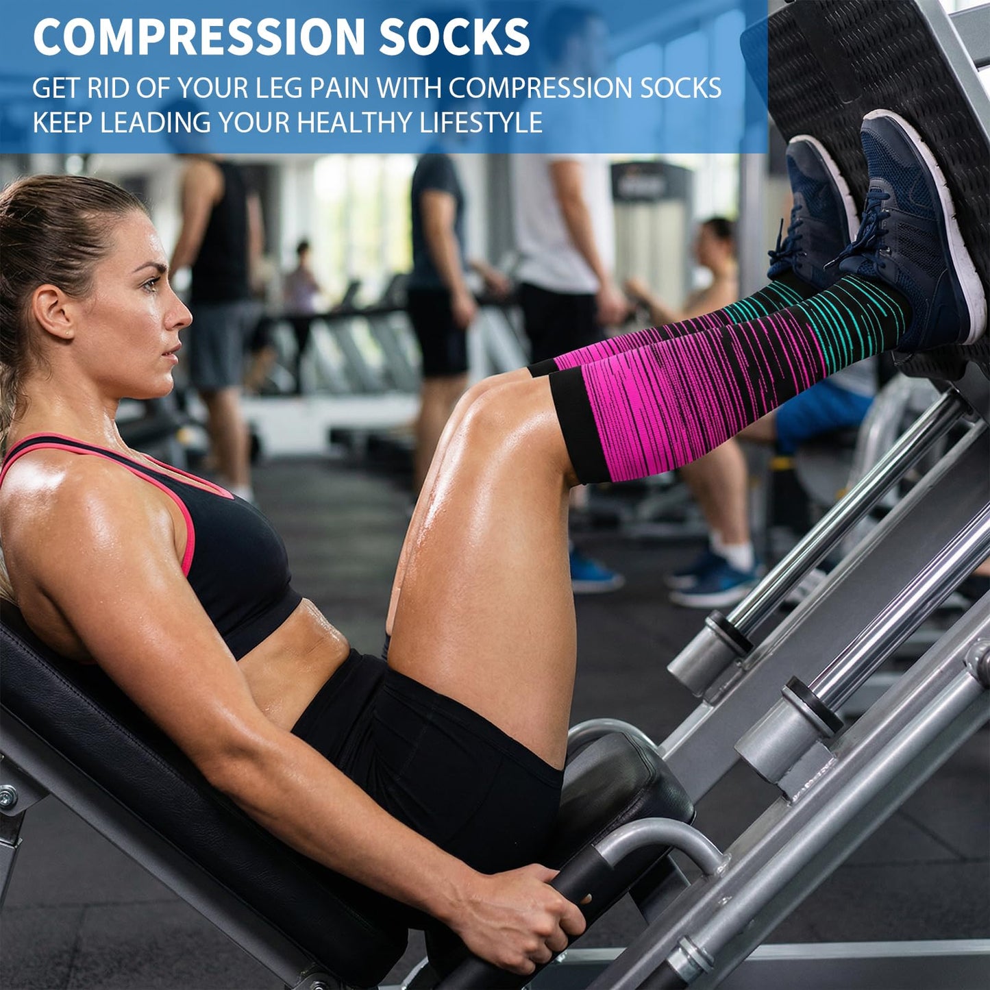 Graduated Medical Copper Compression Socks for Men & Women Circulation 8 Pairs 20-30mmHg - Best for Running Athletic Cycling