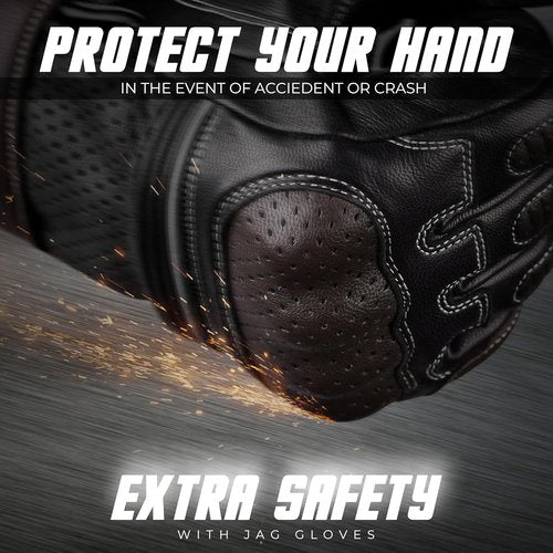 J.A.G. Motorcycle Gloves - Premium Leather Perforated Gloves for Men with Knuckle Protection | Touchscreen Riding Gear