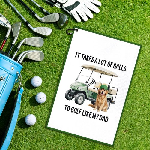Juoqg It Takes A Lot of Golf Towel, Fun Golf Bag Towel with Clip, Dog Lover Golfing Accessories, Golfing Gifts for Pet Owner Friend, Father Christmas Retirement Birthday Gifts for Golfer Dog Dad Lover