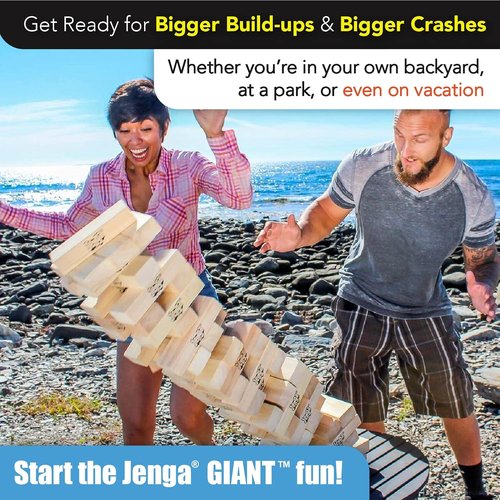 Jenga GIANT Hardwood Blocks - Stacks Over 5 Feet - Officially Licensed Game | Perfect for Family Fun