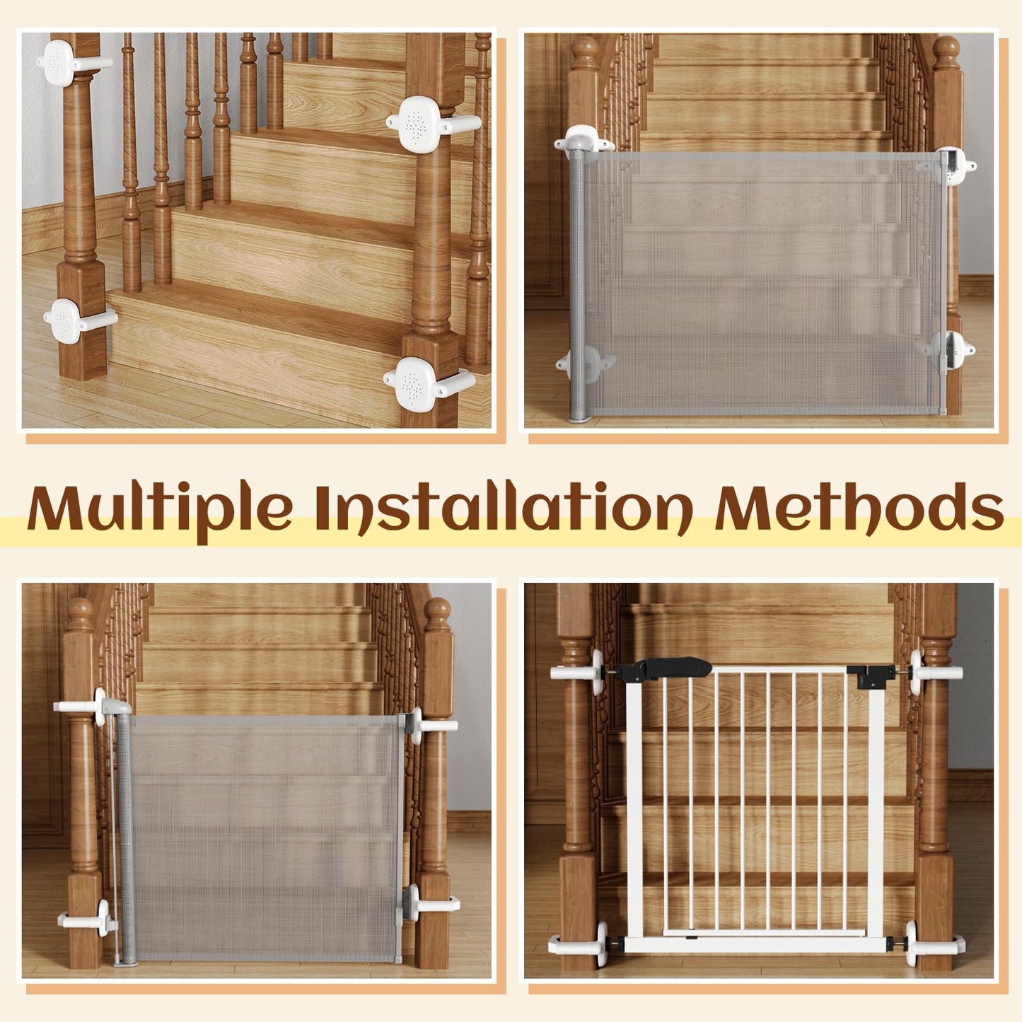 Baby Gate Banister Adapter：2Pcs Baby Stair Gate Kit Stair Post Fitting Kit Babys Gates for Stairs, Safety Stair Adapter Fit for Stair Gate Against Stairs Posts (Not Include The Gate)