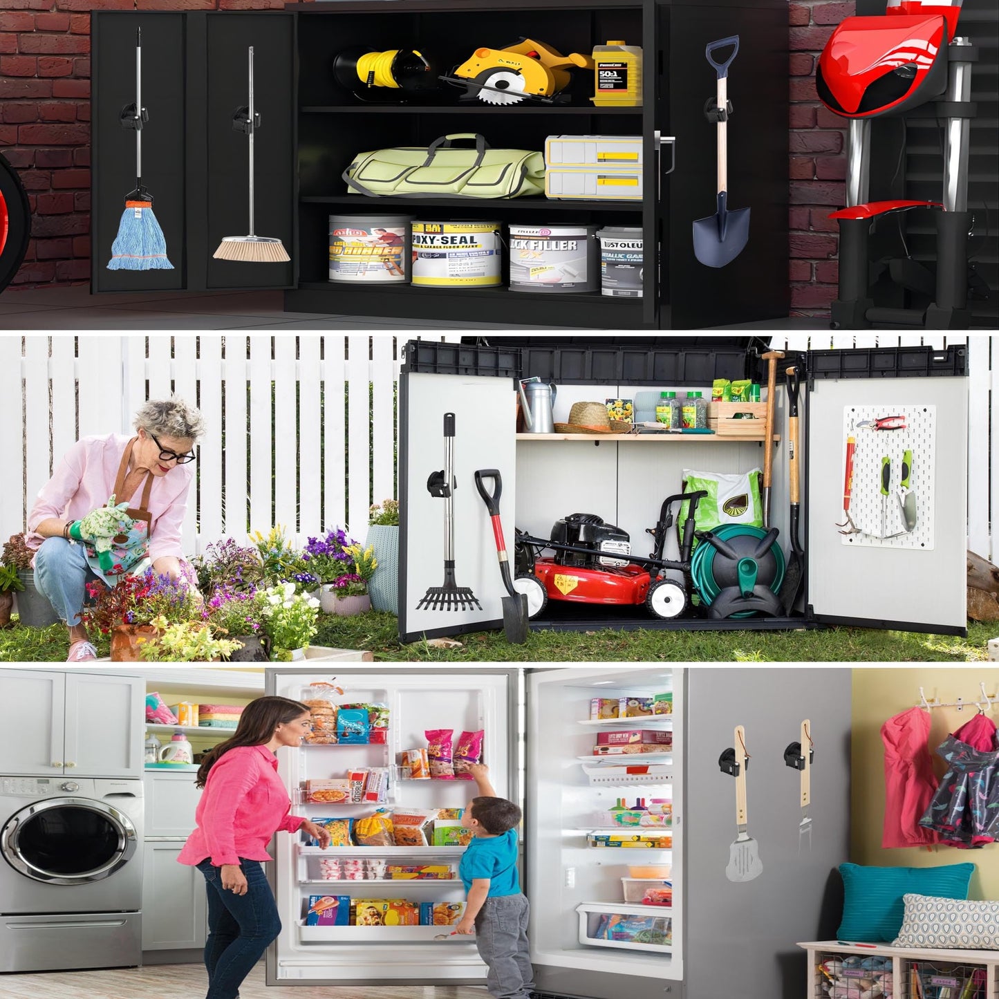 ULIBERMAGNET Magnetic Mop Broom Holder,6 Pack Heavy Duty Movable Magnetic Broom Holder Rack,Anti-slip Wall Mounted Utility Storage Mop Shovel Hanger for Garage, Kitchen, Laundry, Garden