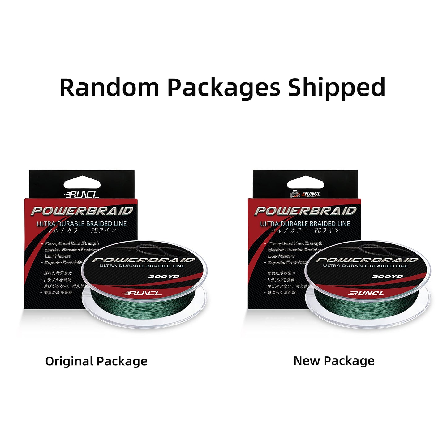 RUNCL PowerBraid Braided Fishing Line, Ultra Durable Braided Line 4 Strands - Seamless Weaving Tech, Enhanced Coating Tech, Zero Stretch, High Sensitivity (Moss Green, 300Yds, 20LB(9.1kgs))