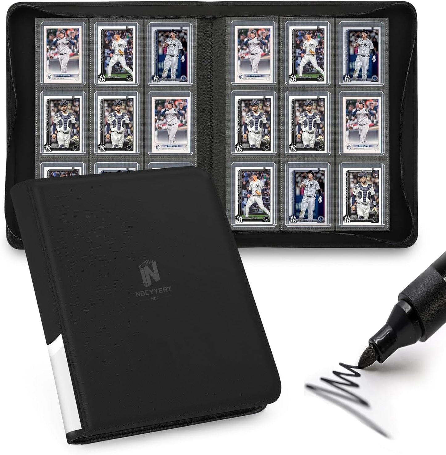 Toploader Binder - 9 Pocket Card Album with 324 Slots for 3" x 4" Trading & Sports Cards | Black