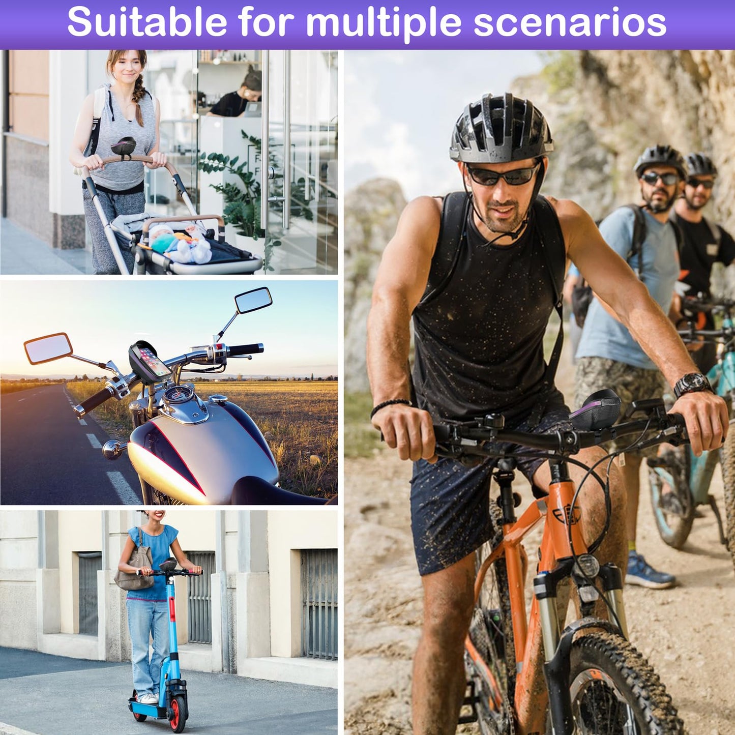 JLNGTHONG Bike Phone Holder, Bicycle Front Frame Handlebar Bag EVA Hard Shell Waterproof Bike Accessories with Touch-Screen and Rain Cover for Phones under 6.9''