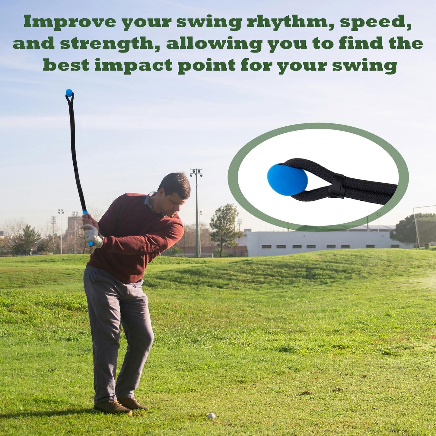 Gosknor Golf Rope Swing Trainer, Rope Golf Training Aid with Storage Bag Multi-Purpose Golf Training Rope Golf Gifts Golf Rope Trainer for Strength Control Physical Training