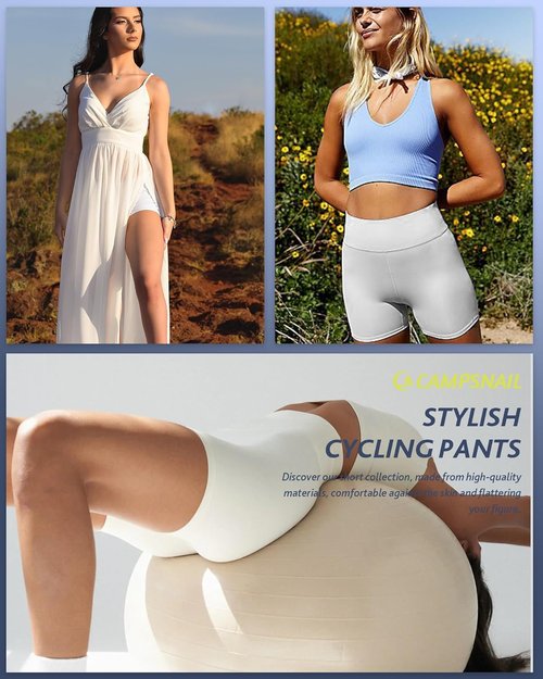 CAMPSNAIL Biker Shorts for Women - High Waisted Tummy Control Spandex | 3"/5"/8" Booty Shorts for Yoga & Dance