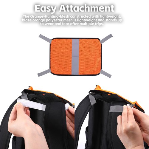 Watayo 3 Pcs Blaze Orange Safety Panel- 9 x 12 Inch Blaze Orange Panel Hunting Mesh- Orange Tent Backpack Cover Safety Panel with Reflective Strips for Field Hiking Camping Biking