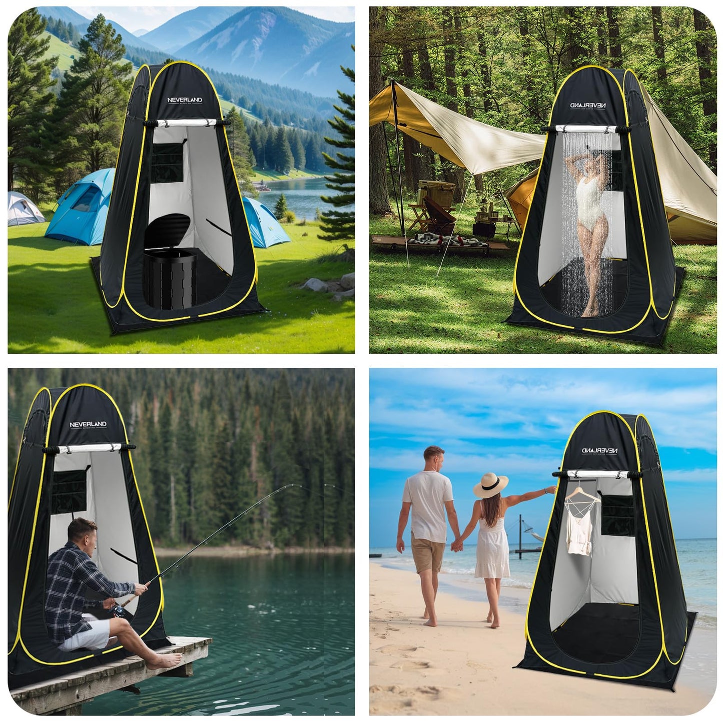 NEVERLAND Pop up Privacy Shower Tent - Portable Changing Shower Tent, Dressing Room, Bathroom, Outdoor Rain Shelter for Camping, Hiking, Beach