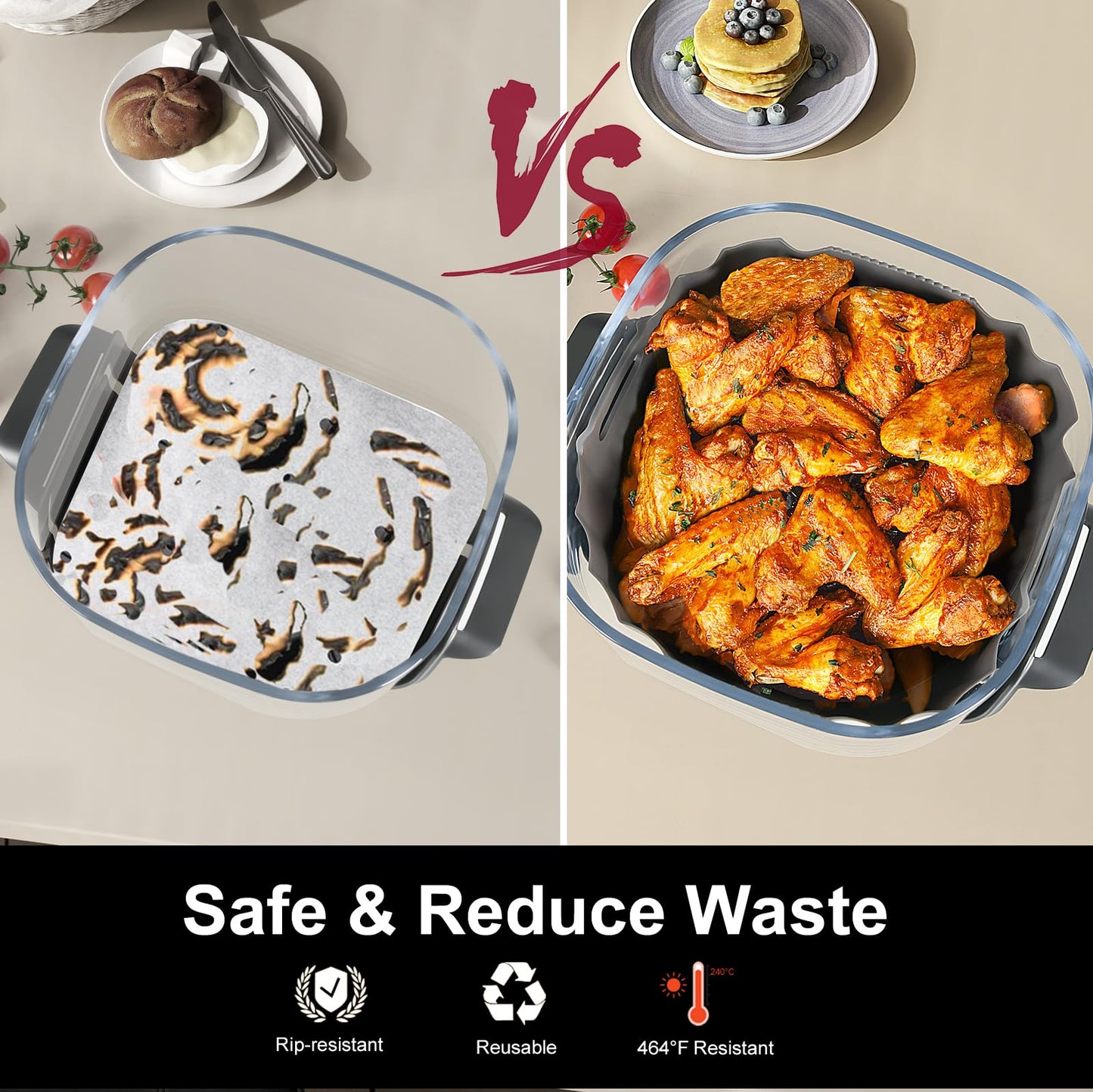 Air Fryer Liners for Ninja Crispi: Silicone Liners 2pcs Ninja Airfryer Accessories - Food Grade | Dishwasher-safe | for 4-qt & 6-cup Glass Container