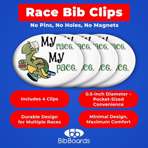 BibBoards Safety Lock Race Bib Clips - Snap & Lock Fasteners for Runners | 4 Pack, Non-Magnetic, Eliminate Safety Pins