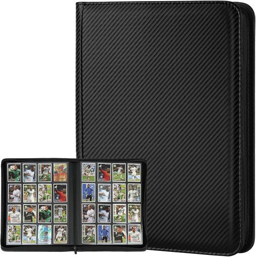 GERMUN Trading Card Binder - Premium 16 Pocket Card Holder for 1000+ Cards | Double-Sided Album in Carbon Black