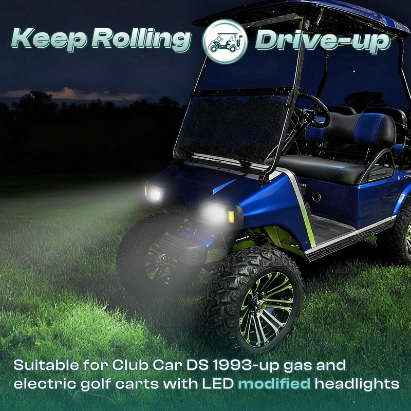 DRIVE UP Club Car DS Headlights Kit, Golf Cart LED Head Light with Adapter Wire for Club Car DS 1993-up 12 Volt Modified Golf Carts, OEM 101988002 101988001