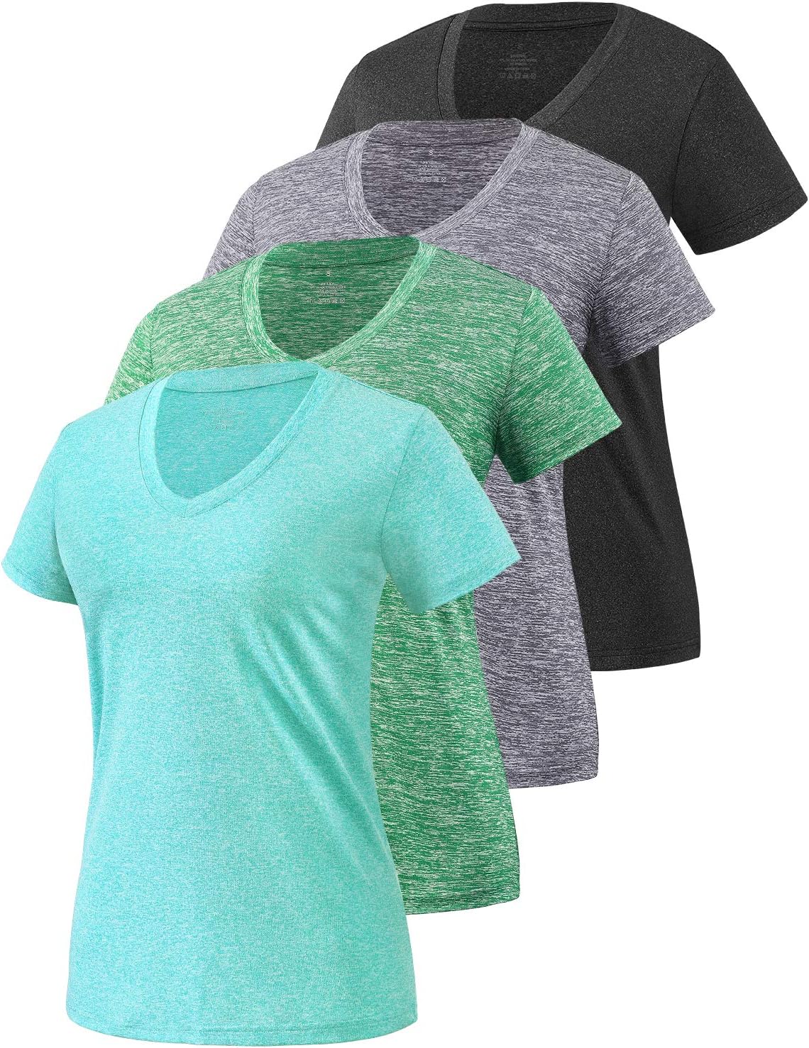 Xelky Women's Dry Fit T-Shirts - Moisture-Wicking V-Neck Athletic Tops | 3-4 Pack Activewear
