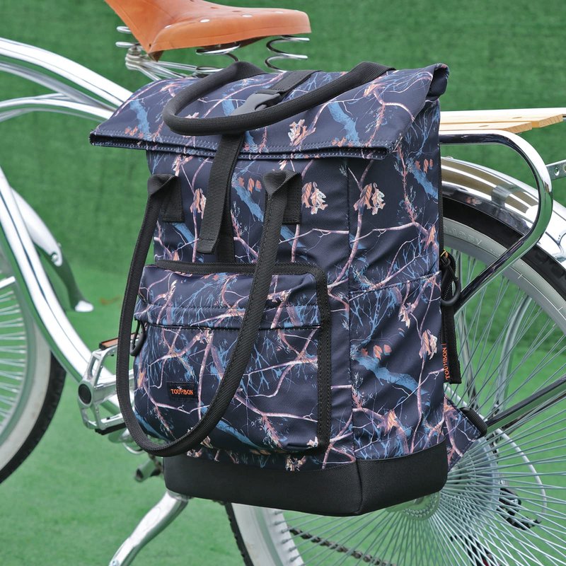 TOURBON Nylon Roll-top Clip-On Bike Panniers Women's Shoulder Tote Bag (Black)