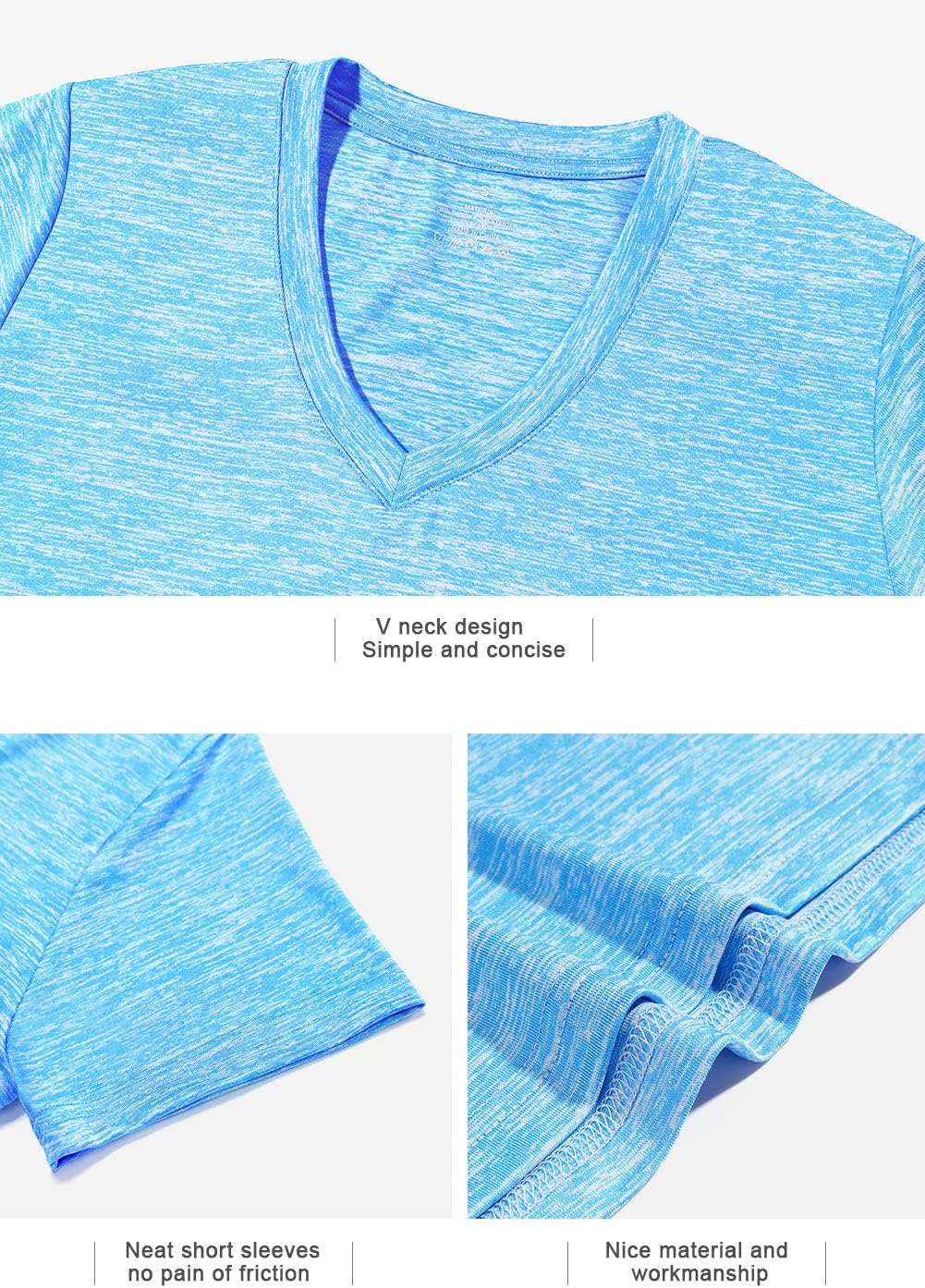 Xelky Women's Dry Fit T-Shirts - Moisture-Wicking Short Sleeve Athletic Tees | V-Neck Workout Tops (3-4 Pack)