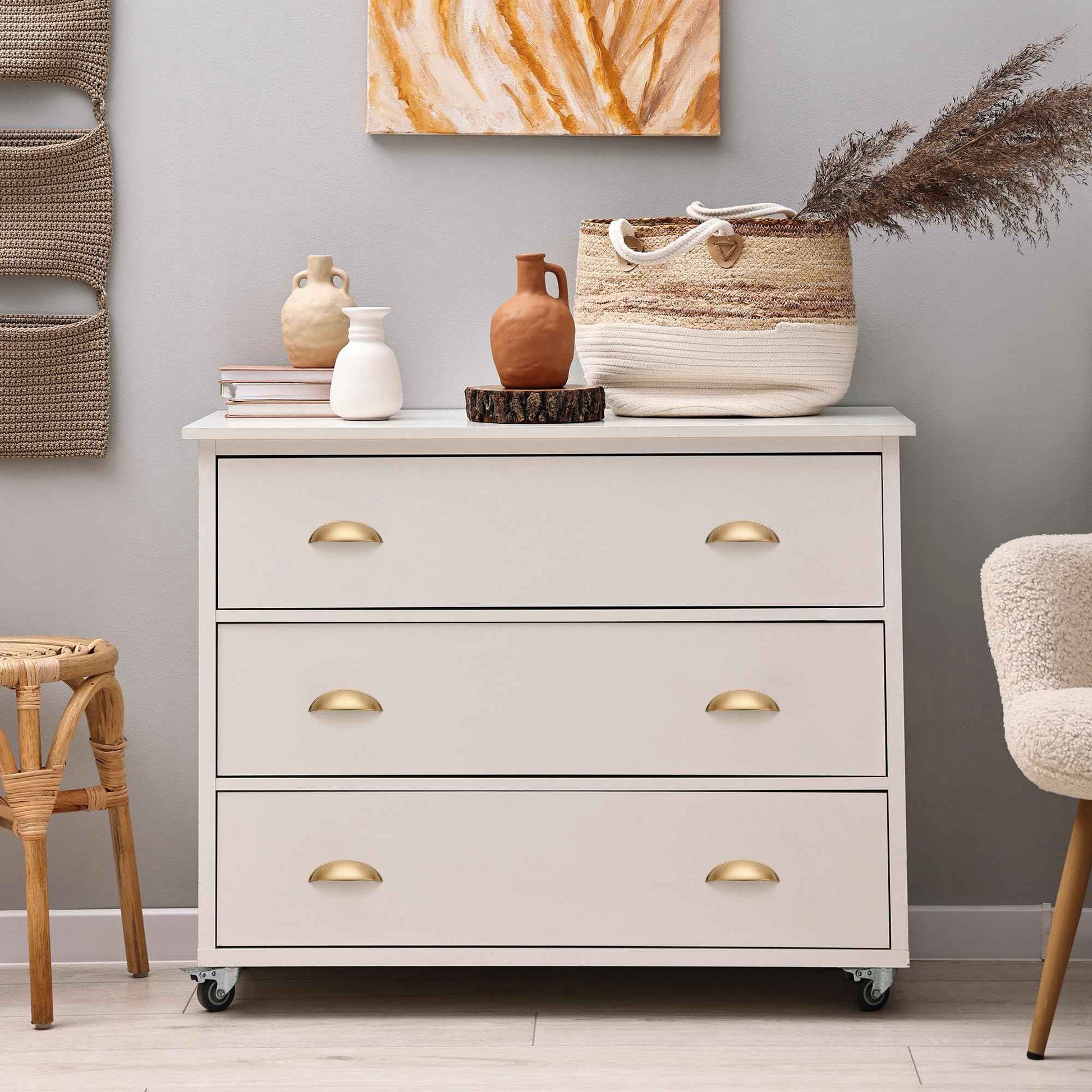 Ravinte 6 Pack 3" Drawer Pulls Champagne Bronze Cabinet Cup Pulls Kitchen Hardware Cabinet Handles Drawer Handles Knobs 3 inch Hole Center