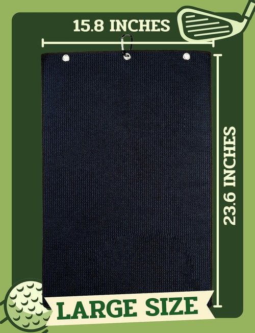 CybGene Golf Towel Gifts - Microfiber Golf Towels for Men and Women on Birthday, Christmas, 16'x 24', Black, Initial J