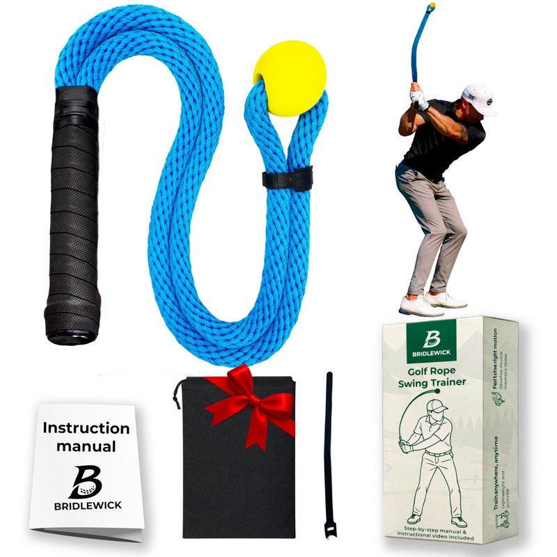 Bridlewick - Golf Rope Swing Trainer - Weighted Rope with Ball, Improve Swing Speed, Tempo, Rhythm & Strength - Warm-Up Training Aid - Manual, Bag – Gift for Men - All-Level